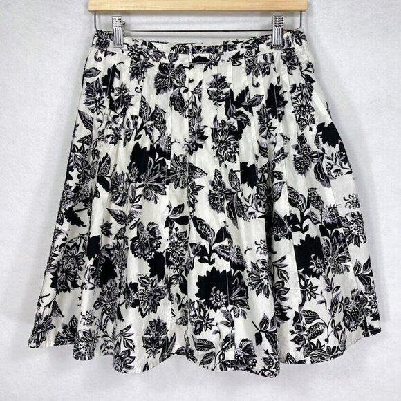 Talbots Floral Pleated Lined Midi Skirt Preppy Old Money Career Retro Artsy S - Picture 1 of 8